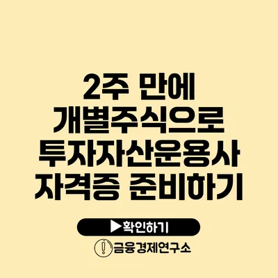 2주 만에 개별주식으로 투자자산운용사 자격증 준비하기