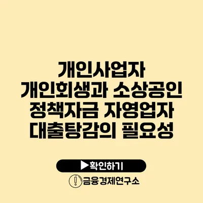 개인사업자 개인회생과 소상공인 정책자금 자영업자 대출탕감의 필요성