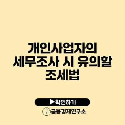 개인사업자의 세무조사 시 유의할 조세법