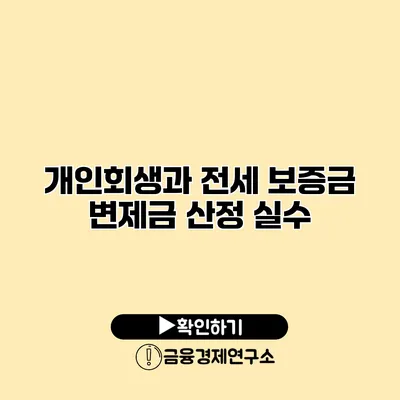 개인회생과 전세 보증금 변제금 산정 실수