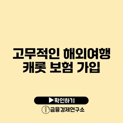 고무적인 해외여행 캐롯 보험 가입