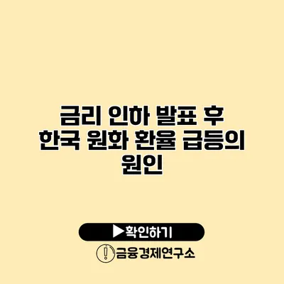 금리 인하 발표 후 한국 원화 환율 급등의 원인