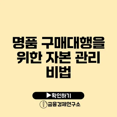 명품 구매대행을 위한 자본 관리 비법