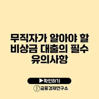 무직자가 알아야 할 비상금 대출의 필수 유의사항