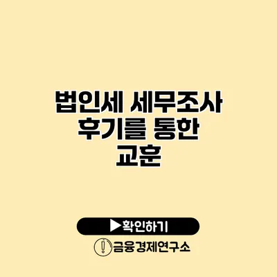 법인세 세무조사 후기를 통한 교훈