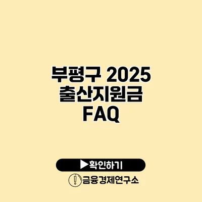 부평구 2025 출산지원금 FAQ