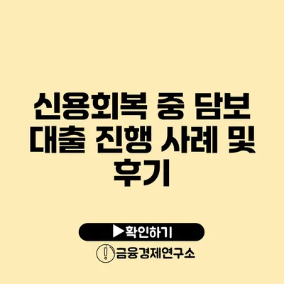 신용회복 중 담보 대출 진행 사례 및 후기