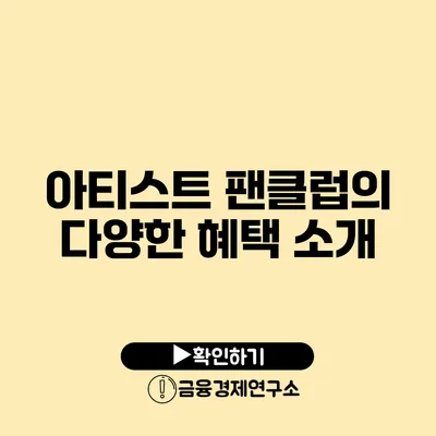 아티스트 팬클럽의 다양한 혜택 소개