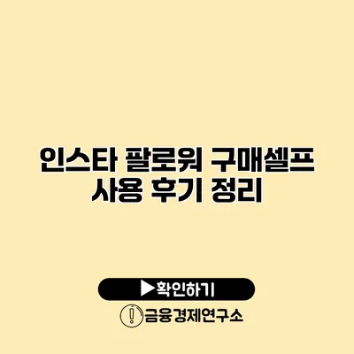 인스타 팔로워 구매셀프 사용 후기 정리