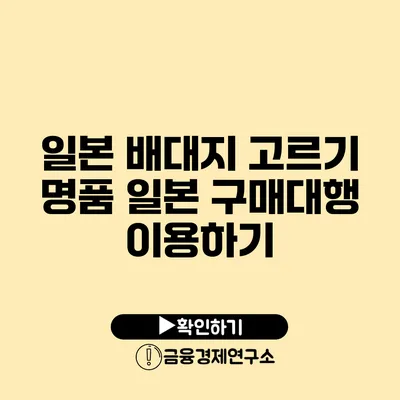 일본 배대지 고르기 명품 일본 구매대행 이용하기