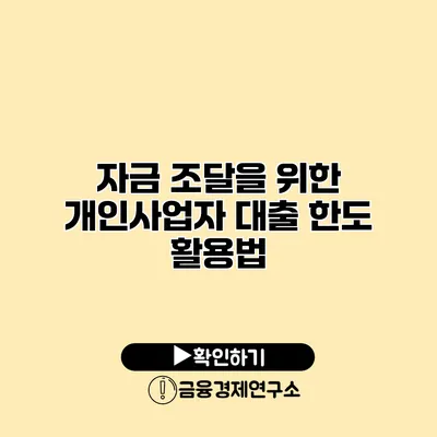 자금 조달을 위한 개인사업자 대출 한도 활용법