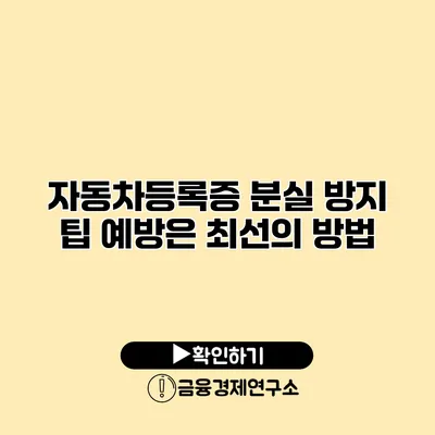 자동차등록증 분실 방지 팁 예방은 최선의 방법