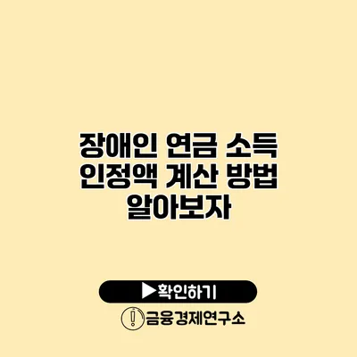 장애인 연금 소득 인정액 계산 방법 알아보자