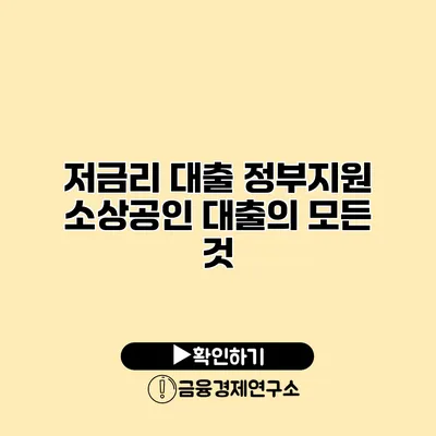 저금리 대출 정부지원 소상공인 대출의 모든 것