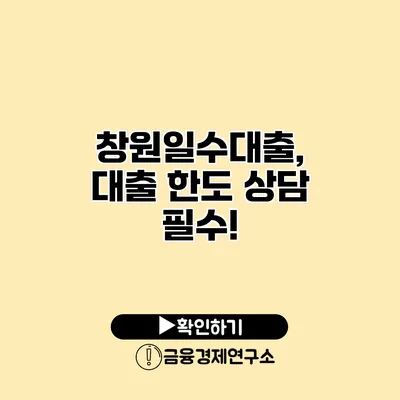 창원일수대출, 대출 한도 상담 필수!