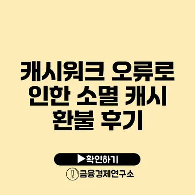 캐시워크 오류로 인한 소멸 캐시 환불 후기