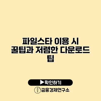 파일스타 이용 시 꿀팁과 저렴한 다운로드 팁