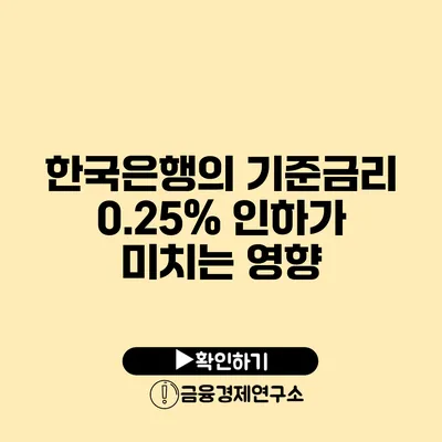 한국은행의 기준금리 0.25% 인하가 미치는 영향