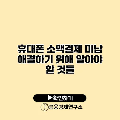 휴대폰 소액결제 미납 해결하기 위해 알아야 할 것들