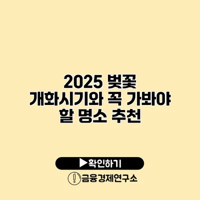 2025 벚꽃 개화시기와 꼭 가봐야 할 명소 추천