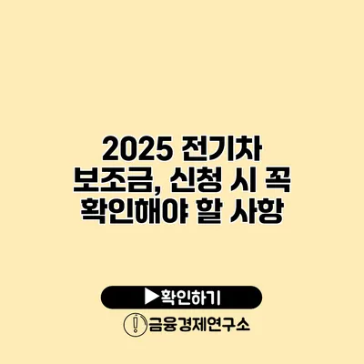 2025 전기차 보조금, 신청 시 꼭 확인해야 할 사항