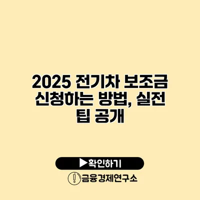 2025 전기차 보조금 신청하는 방법, 실전 팁 공개