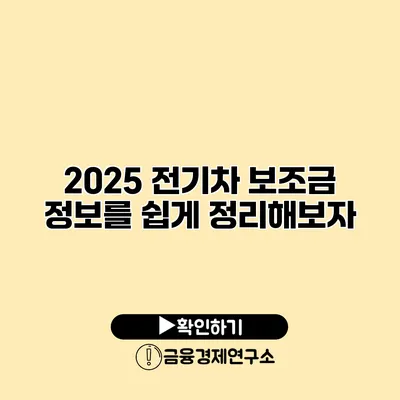 2025 전기차 보조금 정보를 쉽게 정리해보자
