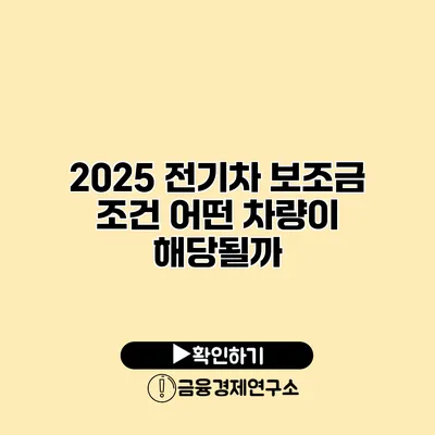 2025 전기차 보조금 조건 어떤 차량이 해당될까?