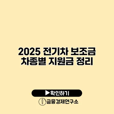 2025 전기차 보조금 차종별 지원금 정리