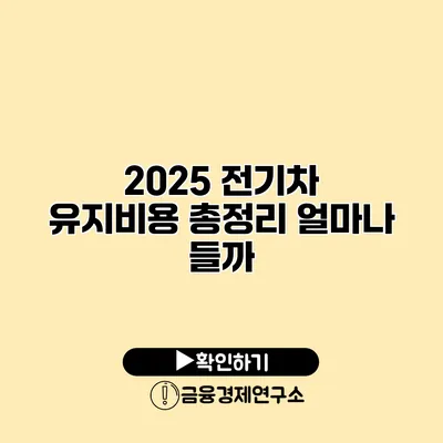 2025 전기차 유지비용 총정리 얼마나 들까?