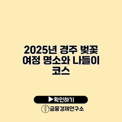 2025년 경주 벚꽃 여정 명소와 나들이 코스