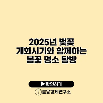 2025년 벚꽃 개화시기와 함께하는 봄꽃 명소 탐방