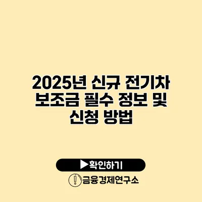 2025년 신규 전기차 보조금 필수 정보 및 신청 방법