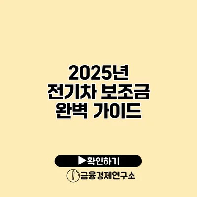 2025년 전기차 보조금 완벽 가이드