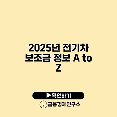 2025년 전기차 보조금 정보 A to Z