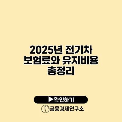 2025년 전기차 보험료와 유지비용 총정리