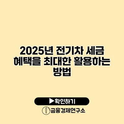 2025년 전기차 세금 혜택을 최대한 활용하는 방법