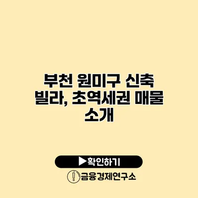 부천 원미구 신축 빌라, 초역세권 매물 소개