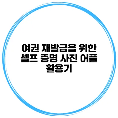 여권 재발급을 위한 셀프 증명 사진 어플 활용기