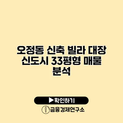 오정동 신축 빌라 대장 신도시 33평형 매물 분석