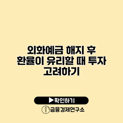 외화예금 해지 후 환율이 유리할 때 투자 고려하기