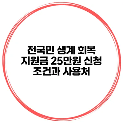 전국민 생계 회복 지원금 25만원 신청 조건과 사용처