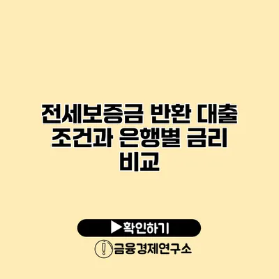 전세보증금 반환 대출 조건과 은행별 금리 비교