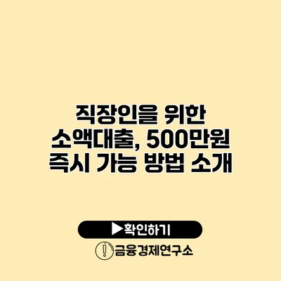 직장인을 위한 소액대출, 500만원 즉시 가능 방법 소개