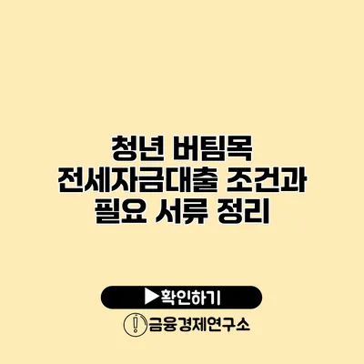 청년 버팀목 전세자금대출 조건과 필요 서류 정리