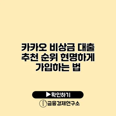 카카오 비상금 대출 추천 순위 현명하게 가입하는 법