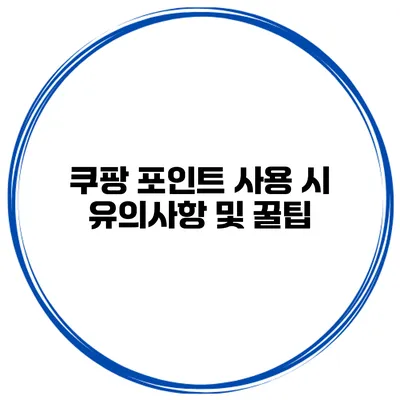 쿠팡 포인트 사용 시 유의사항 및 꿀팁