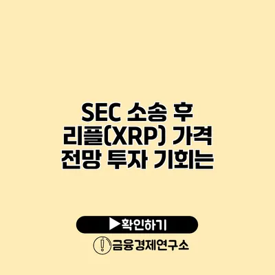 SEC 소송 후 리플(XRP) 가격 전망 투자 기회는?