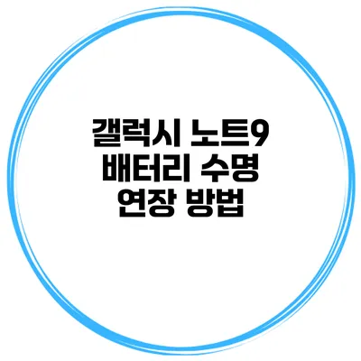 갤럭시 노트9 배터리 수명 연장 방법