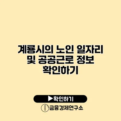 계룡시의 노인 일자리 및 공공근로 정보 확인하기